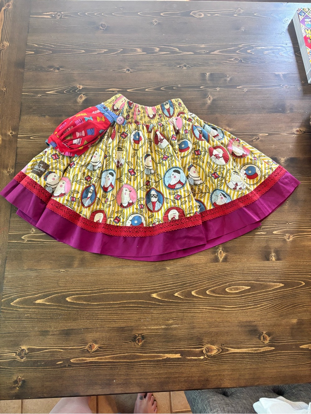 Matilda Jane Yellow Stripe Skirt with Pink and Blue Accents - Picture 3 of 4